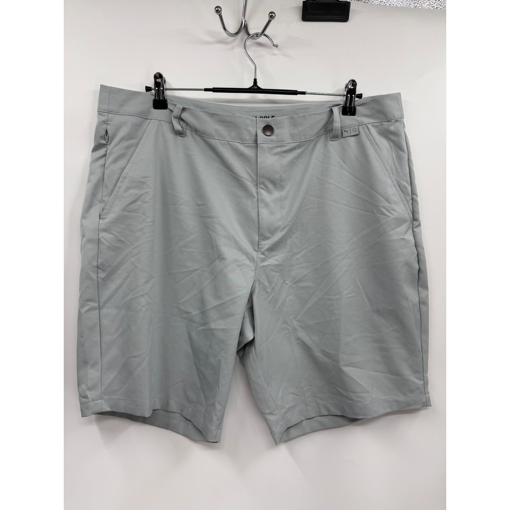 Puma 38 Golf Shorts Mens Grey Performance Technical Flat Front Activewear